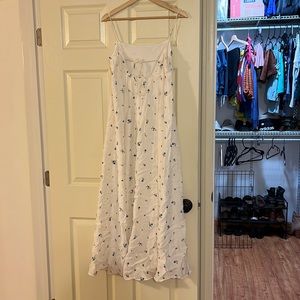 White Maxi Dress with Cornflower Detail